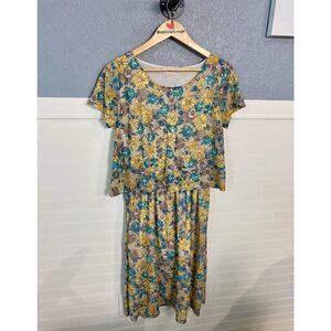 Apart Humor Floral Vintage Style Short Sleeve Convertible Dress Size M/L